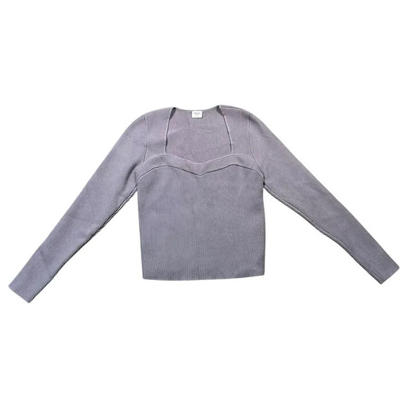 Abercrombie & Fitch Long Sleeve Sweetheart Heavy Sweater Ribbed Gray Size Large - Picture 1 of 7